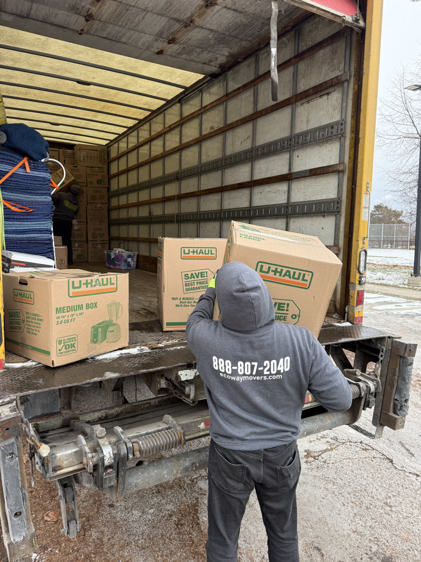 Securing IT equipment safely inside the moving truck