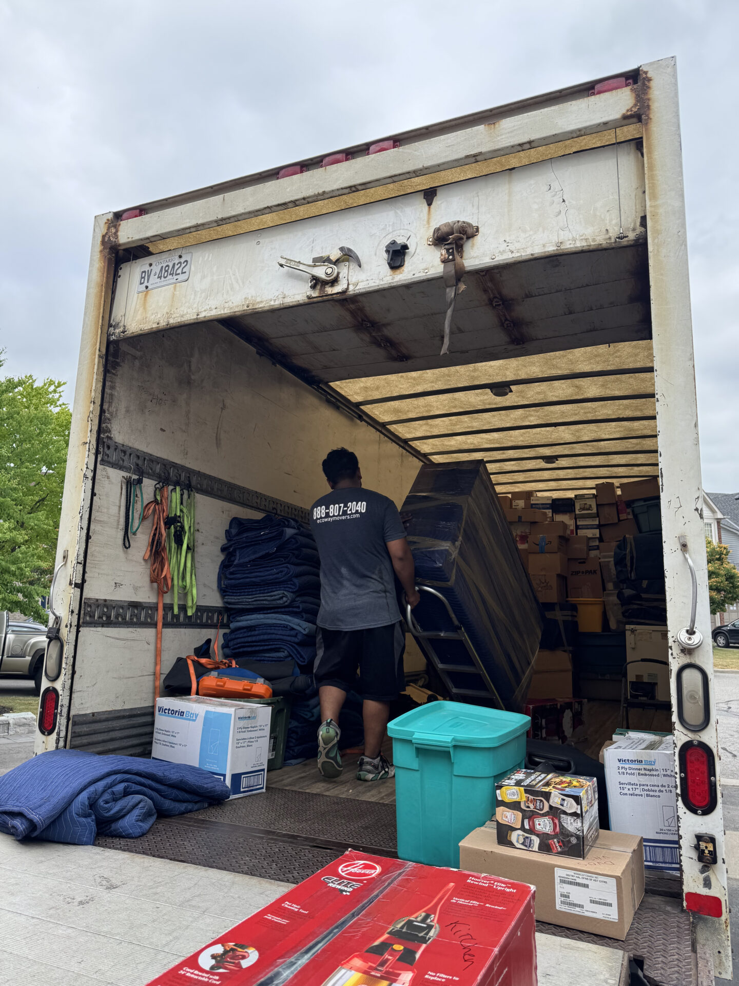 Professionally packed and labelled moving boxes prepared by Ecoway Movers Chilliwack packing team using professional-grade materials for a local Chilliwack relocation